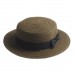 's Kids Girls Straw Bowler Boater Sun Hat Round Flat Caps Brim Summer Beach  eb-68338398